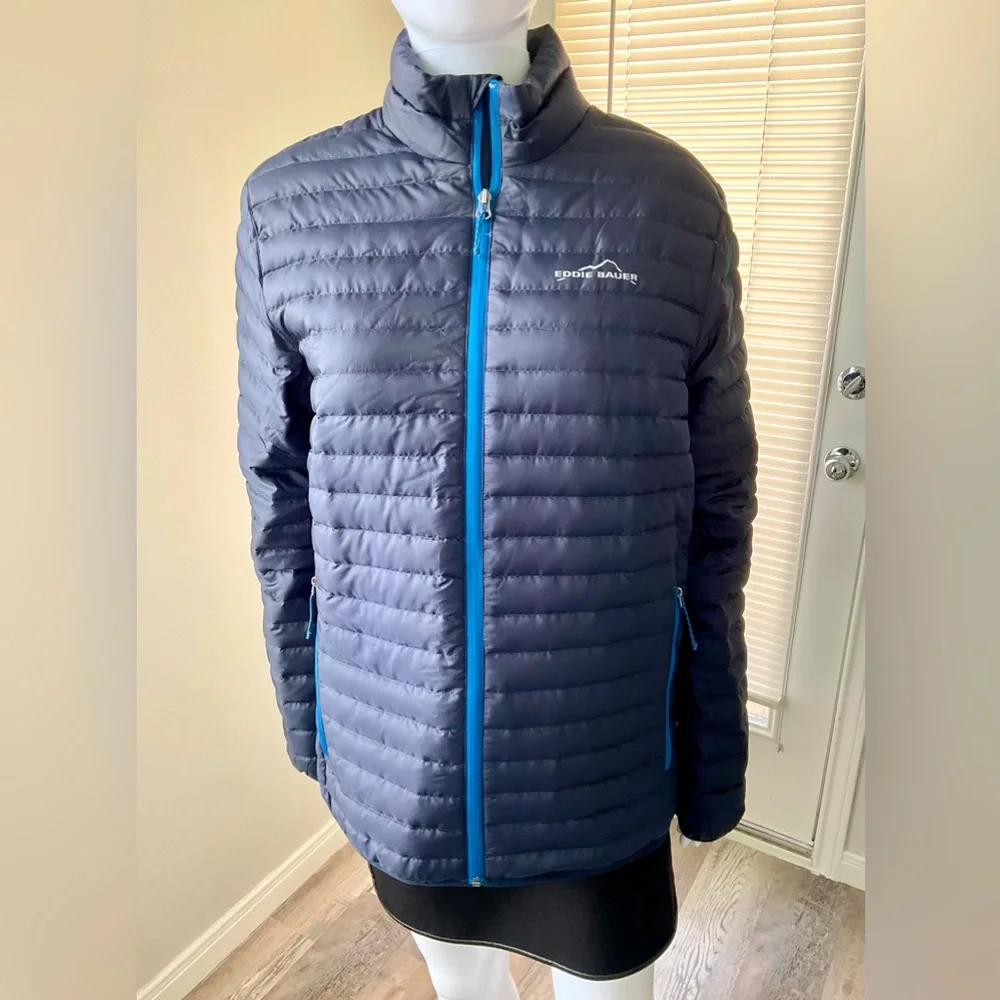 Eddie Bauer Full Zip Down Jacket, Size -S.  EB650, dark blue.